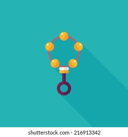 baby rattle flat icon with long shadow,eps10