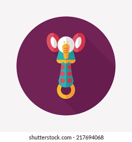 baby rattle flat icon with long shadow,EPS 10