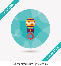 baby rattle flat icon with long shadow,EPS 10