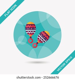 baby rattle flat icon with long shadow,EPS 10