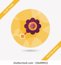 baby rattle flat icon with long shadow,eps10