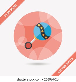 baby rattle flat icon with long shadow,EPS 10