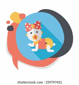 baby rattle flat icon with long shadow,eps10