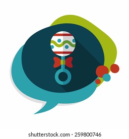 baby rattle flat icon with long shadow,EPS 10