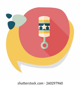 baby rattle flat icon with long shadow,eps10