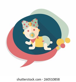 baby rattle flat icon with long shadow,eps10