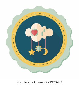 baby rattle flat icon with long shadow,EPS 10
