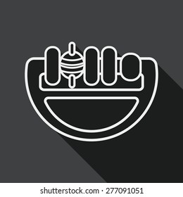baby Rattle flat icon with long shadow, line icon