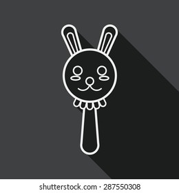 baby rattle flat icon with long shadow, line icon