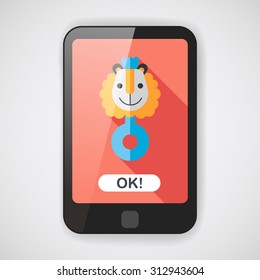 baby rattle flat icon with long shadow,eps10