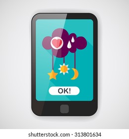 baby rattle flat icon with long shadow,EPS 10