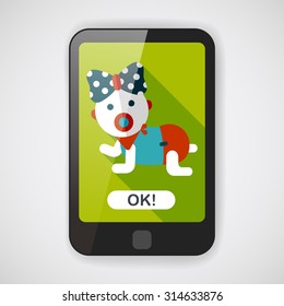 baby rattle flat icon with long shadow,eps10