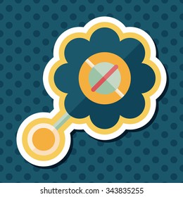 baby rattle flat icon with long shadow,EPS 10
