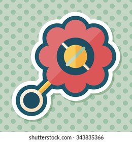 baby rattle flat icon with long shadow,eps10