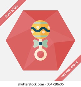 baby rattle flat icon with long shadow,eps10