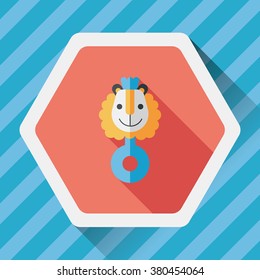 baby rattle flat icon with long shadow,eps10