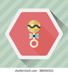 baby rattle flat icon with long shadow,eps10