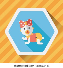 baby rattle flat icon with long shadow,eps10