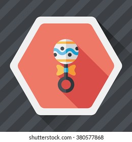 baby rattle flat icon with long shadow,eps10