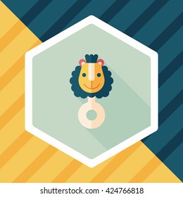 baby rattle flat icon with long shadow,eps10