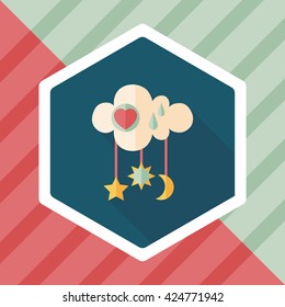 baby rattle flat icon with long shadow,EPS 10