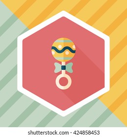 baby rattle flat icon with long shadow,eps10