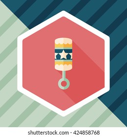 baby rattle flat icon with long shadow,eps10