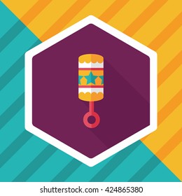 baby rattle flat icon with long shadow,eps10