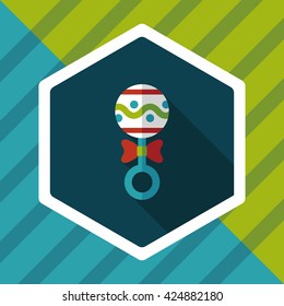 baby rattle flat icon with long shadow,EPS 10