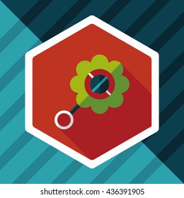 baby rattle flat icon with long shadow,eps10