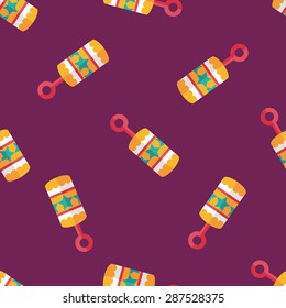 baby rattle flat icon,eps10 seamless pattern background