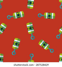 baby rattle flat icon,eps10 seamless pattern background