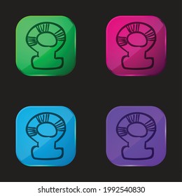 Baby Rattle Hand Drawn Tool four color glass button icon