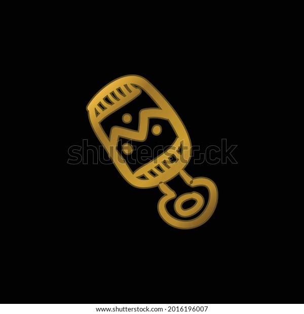Baby Rattle Hand Drawn Toy Gold Stock Vector (Royalty Free) 2016196007 ...