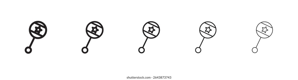 Baby rattle icon black and white vector sign