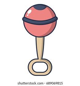 Baby rattle icon. Cartoon illustration of baby rattle vector icon for web design