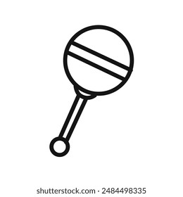 Baby rattle icon linear vector graphics sign