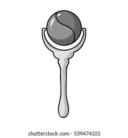 Baby rattle icon in monochrome style isolated on white background. Baby born symbol stock vector illustration.