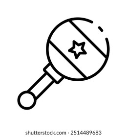 baby rattle icon. Outline style design isolated on white background