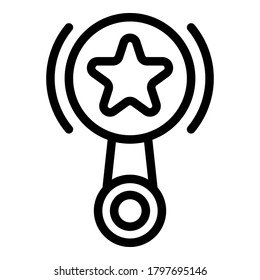 Baby rattle icon. Outline baby rattle vector icon for web design isolated on white background