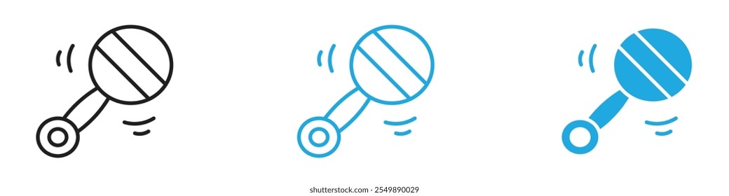 Baby rattle icon Outline vector line set