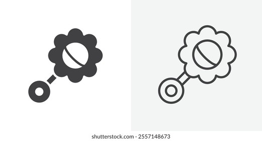 Baby rattle icon. outlined vector style.