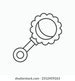 Baby rattle icon set in blackthin line style.