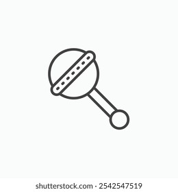 Baby rattle icon in solid black and white color