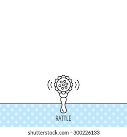 Baby rattle icon. Toddler toy sign. Child fun ball symbol. Circles seamless pattern. Background with icon. Vector