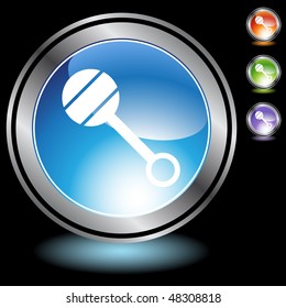 Baby rattle icon web button isolated on a background.