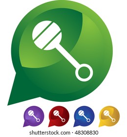 Baby rattle icon web button isolated on a background.