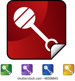 Baby rattle icon web button isolated on a background.