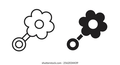 Baby rattle icons in flat and line style set.