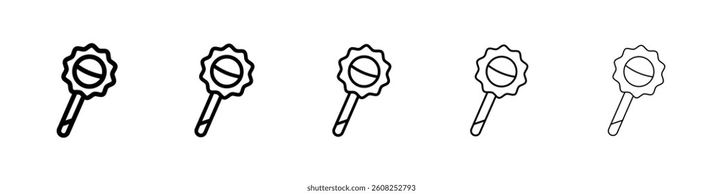 Baby rattle icons vectors set in different stroke lines